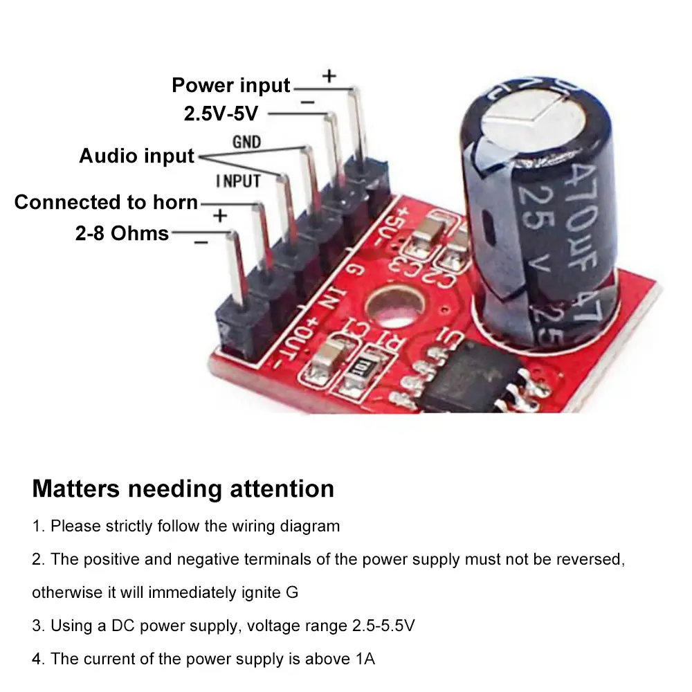 DC2.5-5.5V LTK5128 Mini AB Class Digital Power Amplifier Board Module 5W Mono Audio Power Amplifier