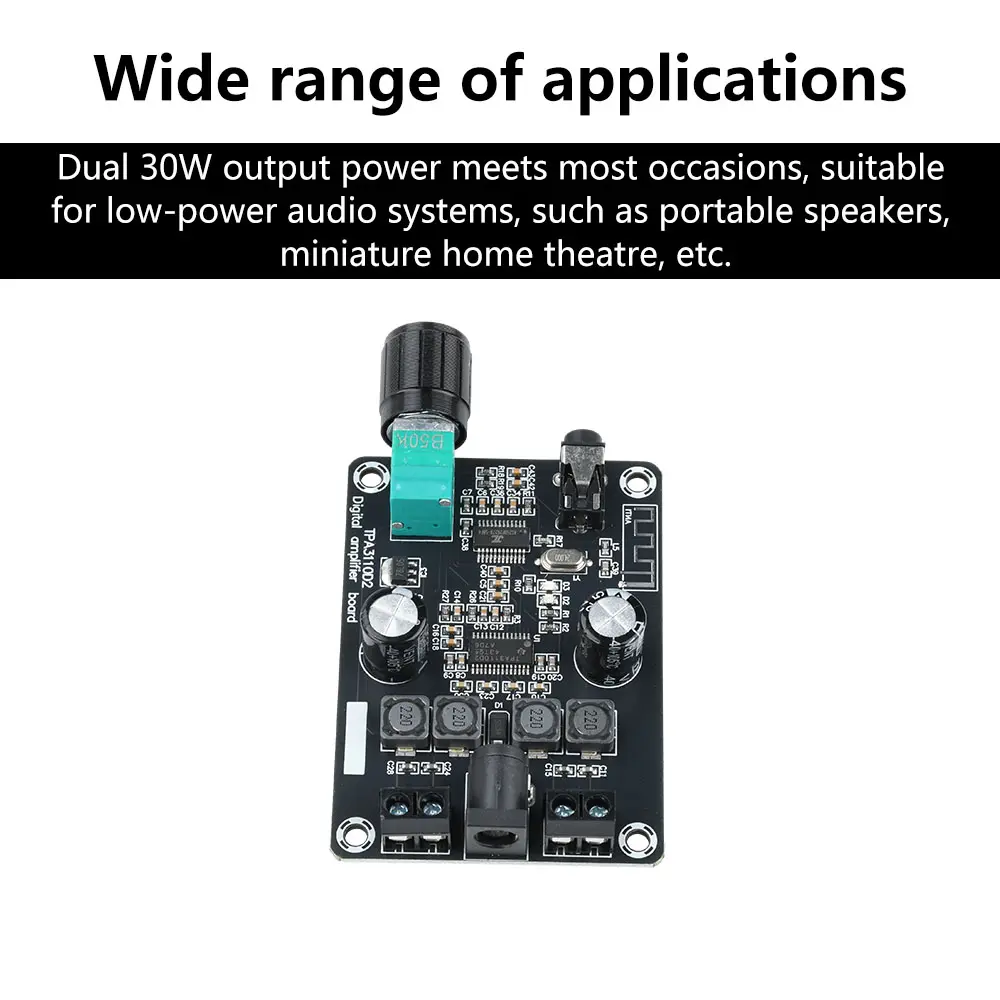 XH-A238 30W+30W Bluetooth Digital Amplifier Board TPA3110D2 2.0 Channel 30W*2 Sound Audio Amplifiers AMP Module  DC12-24V AUX