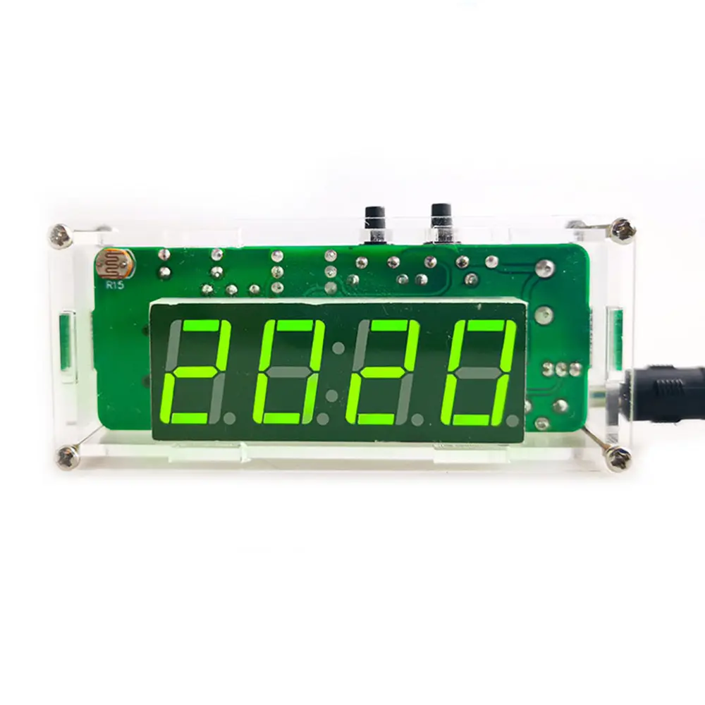 4 Digit Rechargeable DIY Digital Clock Kit SMD SMT Light-Controlled Alarm Clock Soldering Projects for DIY Learning Electronics
