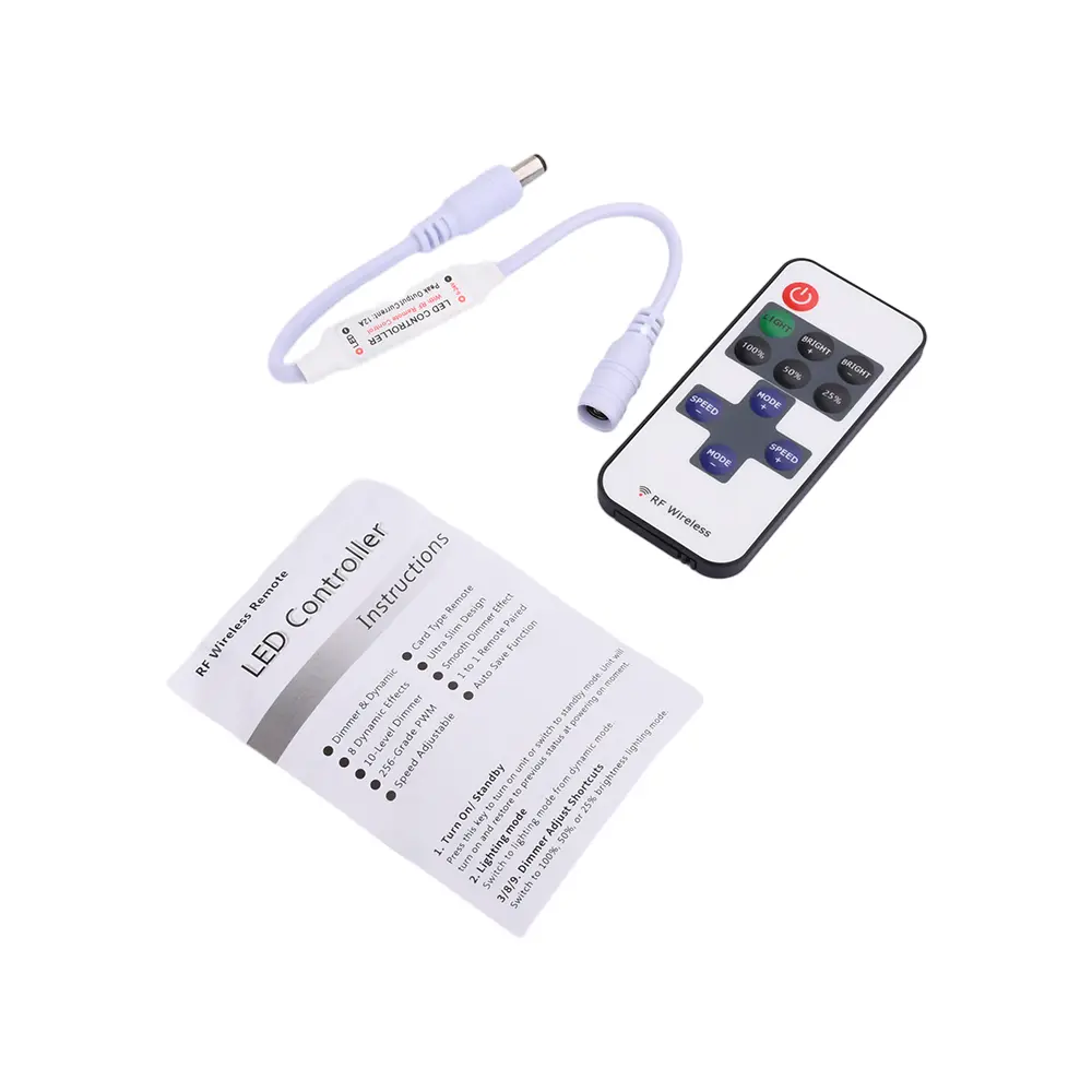 Mini 9/11 Channels Dimmer Controller DC 5-24V Wireless RF LED Remote Control 433.92 MHz Dimming Controller For LED Light Strip