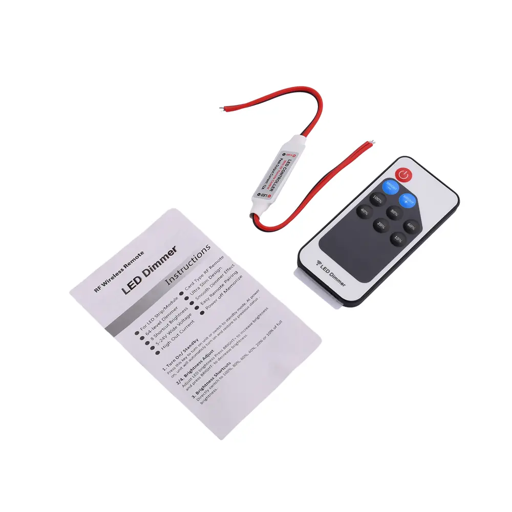 Mini 9/11 Channels Dimmer Controller DC 5-24V Wireless RF LED Remote Control 433.92 MHz Dimming Controller For LED Light Strip