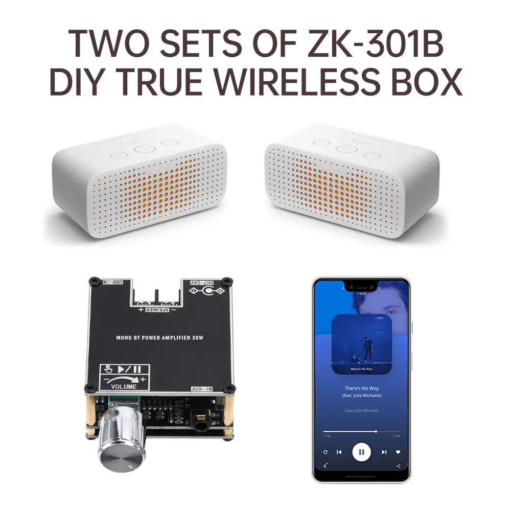 ZK-301B 30W Mono Audio Amplifier Board Bluetooth 5.3 Sound Amplifier Module with True Wireless TWS AMP Module Home Theater