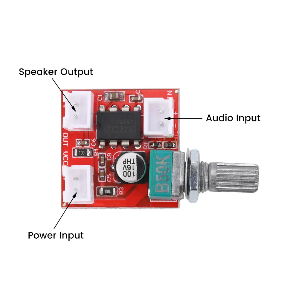 UTC2822 Mono Channel Amplifier Board BTL Sound Amp Module DC 1.8-12V 2W Audio Amplifier