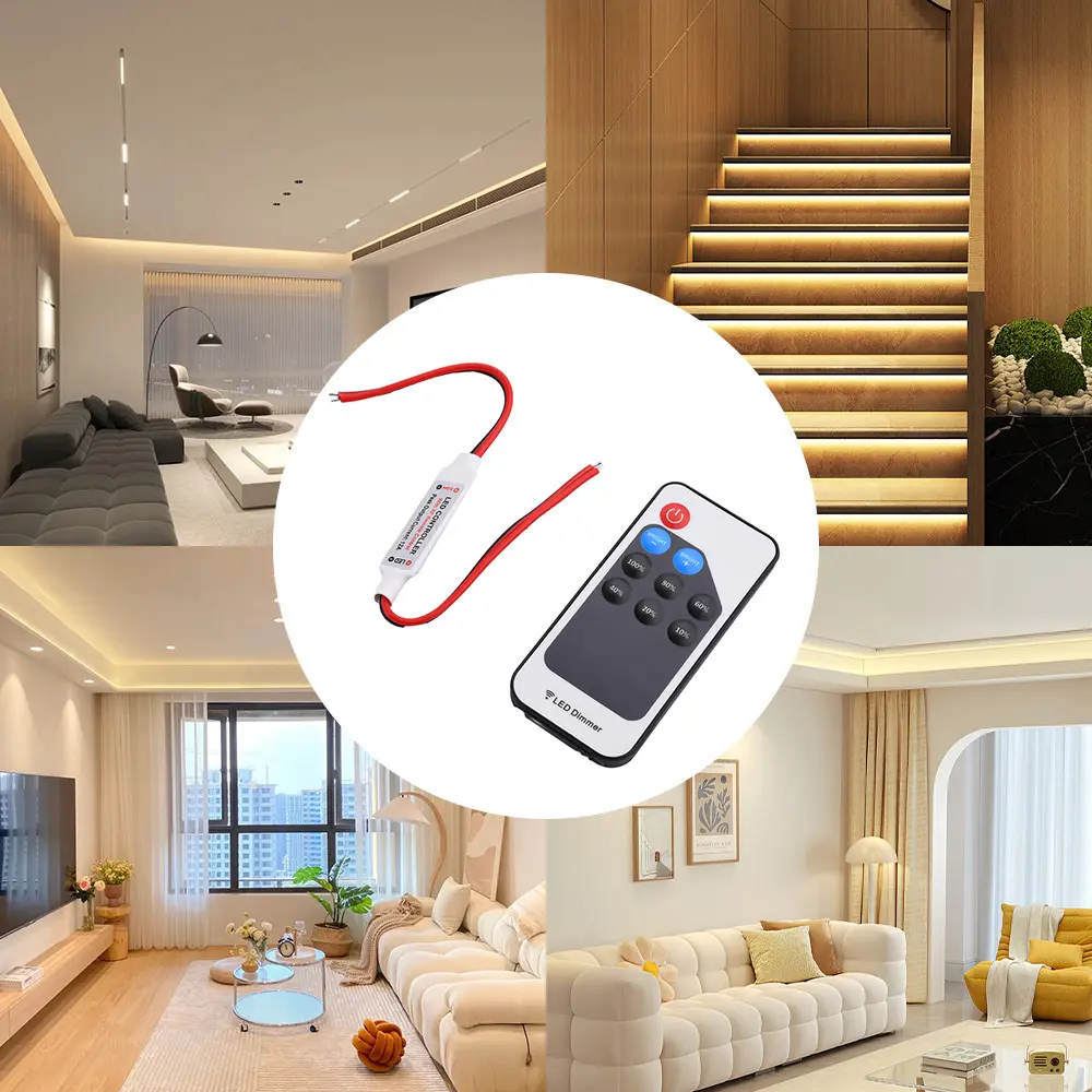 Mini 9/11 Channels Dimmer Controller DC 5-24V Wireless RF LED Remote Control 433.92 MHz Dimming Controller For LED Light Strip