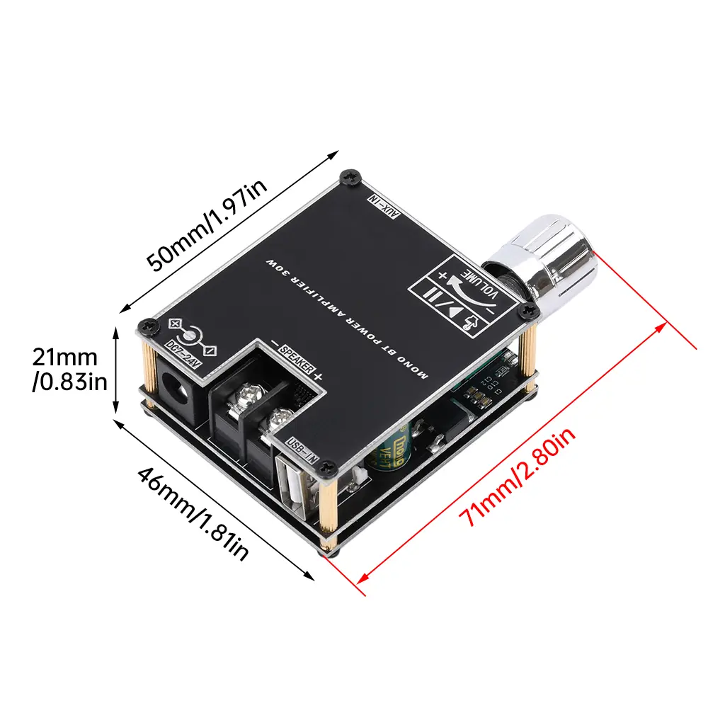 ZK-301B 30W Mono Audio Amplifier Board Bluetooth 5.3 Sound Amplifier Module with True Wireless TWS AMP Module Home Theater