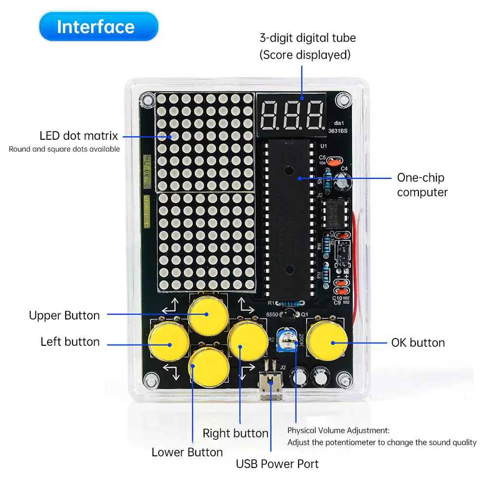 DIY Pixel Game Console Production Kit DIY 51 Single-chip Children Game kit Classic Game Soldering Electronic Machine Game Set