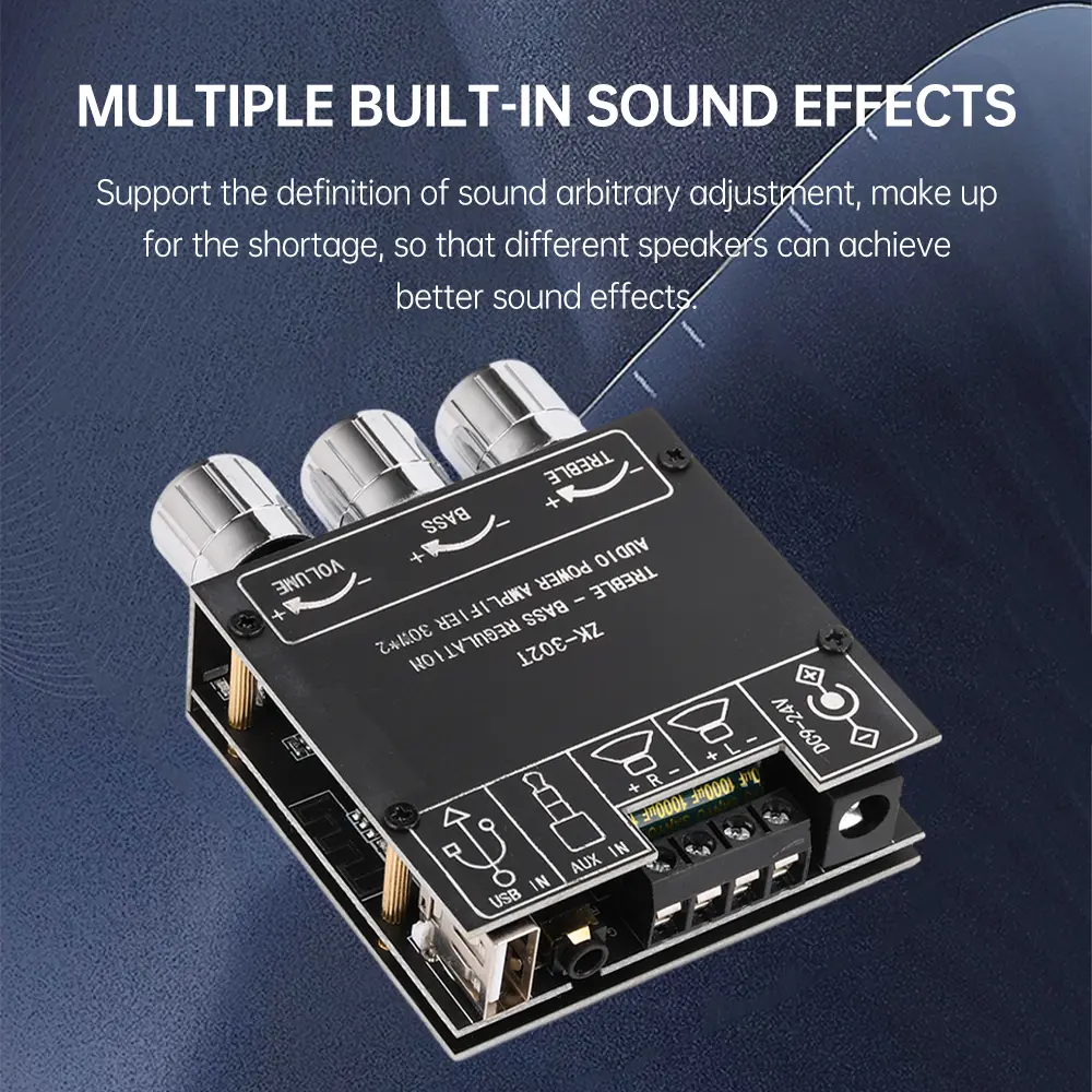 ZK-302T Bluetooth Digital Sound Power Amplifier Board 2.0 Stereo Dual Channel 30W+30W With High/Low Tone Support APP Audio AMP
