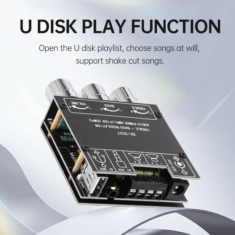 ZK-302T Bluetooth Digital Sound Power Amplifier Board 2.0 Stereo Dual Channel 30W+30W With High/Low Tone Support APP Audio AMP