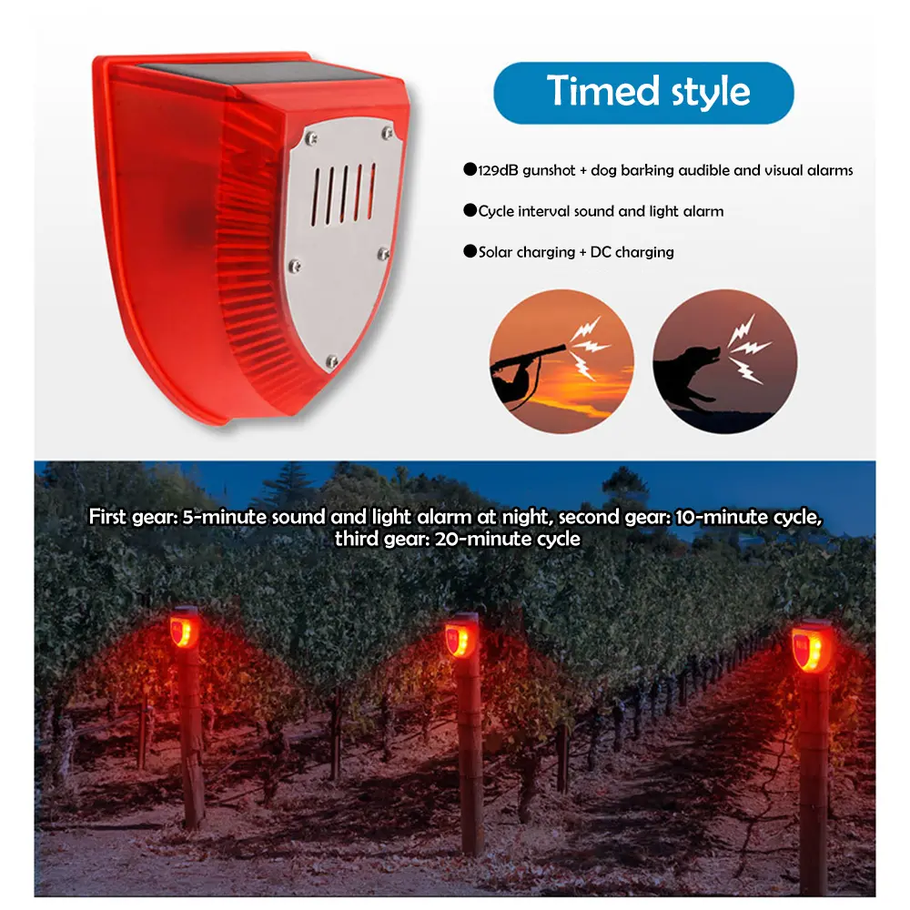 Animal Repellent Drive Animal Presence Infrared Induction Detector Fixed Time Alarm Light Solar Alarm Solar/DC Charging