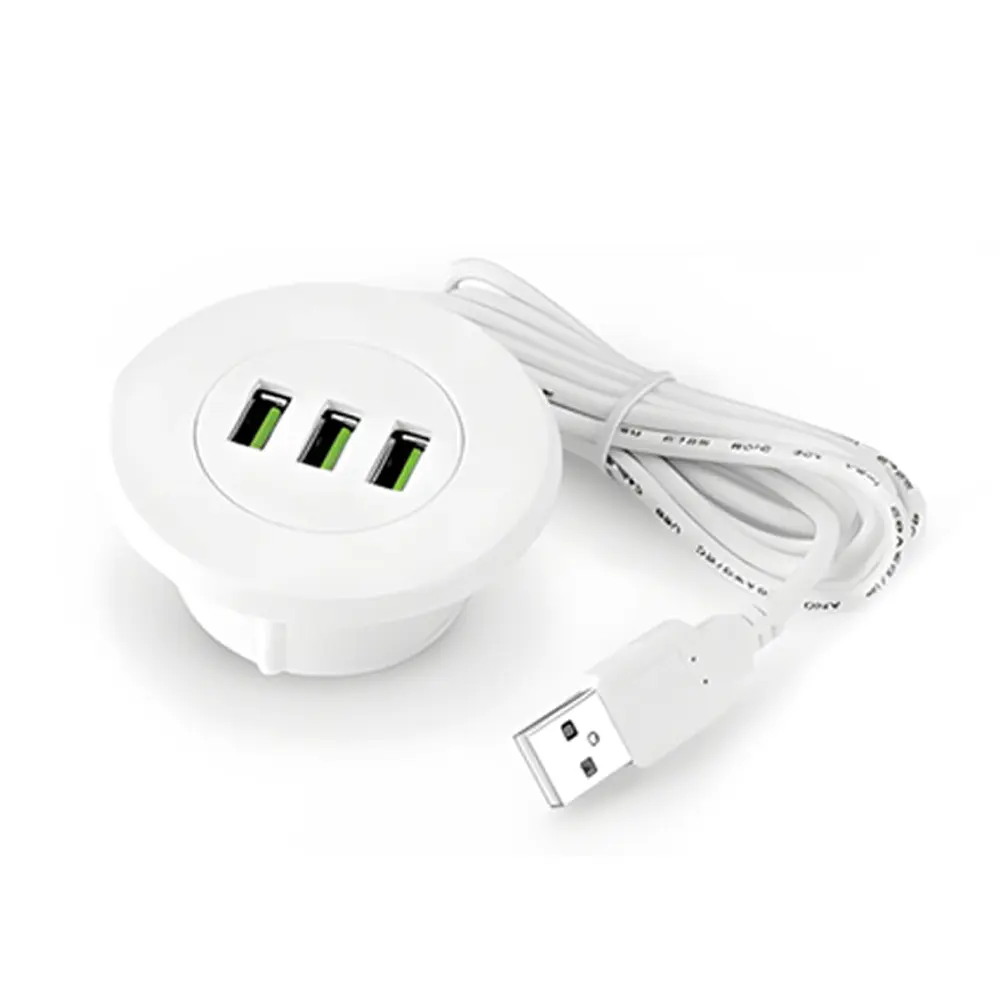 Multi Port USB Desktop Embedded Charger For Mobile Phone 3 In 1 USB HUB Computer Desk One Drag Three Data Line Splitter Charging
