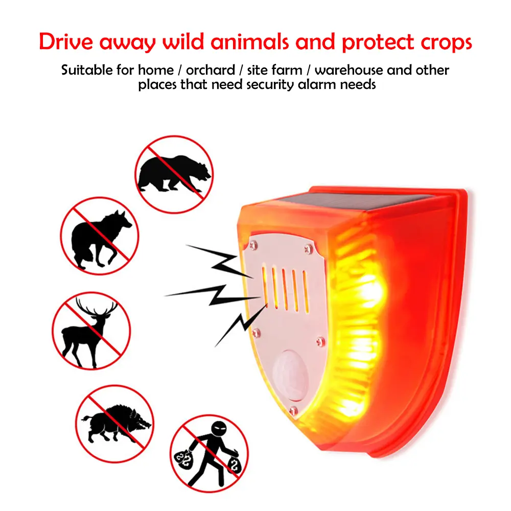 Animal Repellent Drive Animal Presence Infrared Induction Detector Fixed Time Alarm Light Solar Alarm Solar/DC Charging