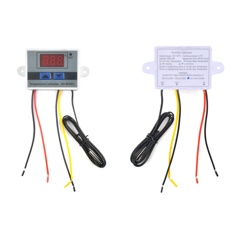 XH-W3001 Water Cooler Temperature Controller 12V/24V/110V 220V Fridge Thermostat Switch Water Heating Sensor for 12V Fan