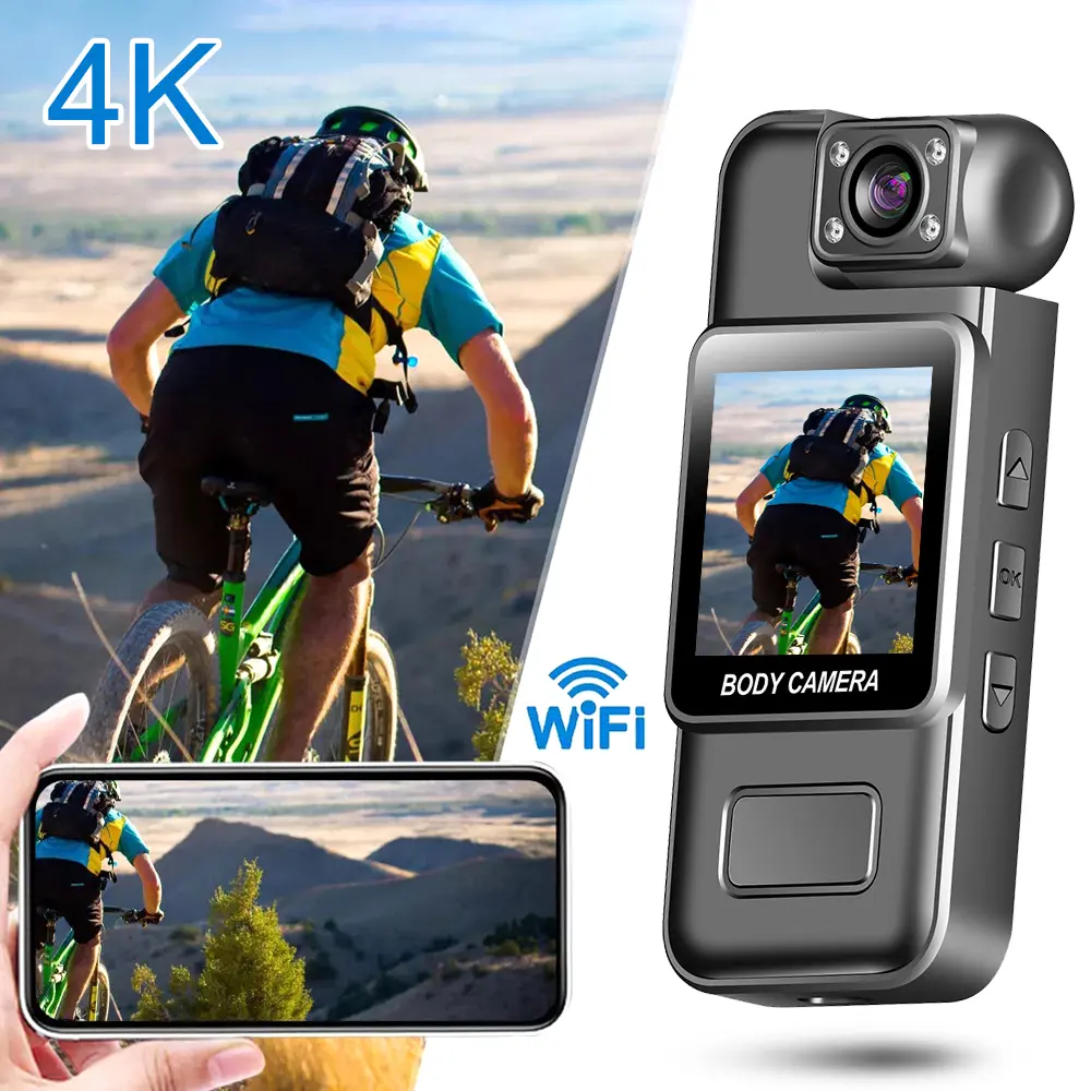 4K 2K 1080P HD Mini WiFi Camera Portable Digital Video Recorder Body Cam Infrared Night Vision Police/Bike Camcorder Sports DV