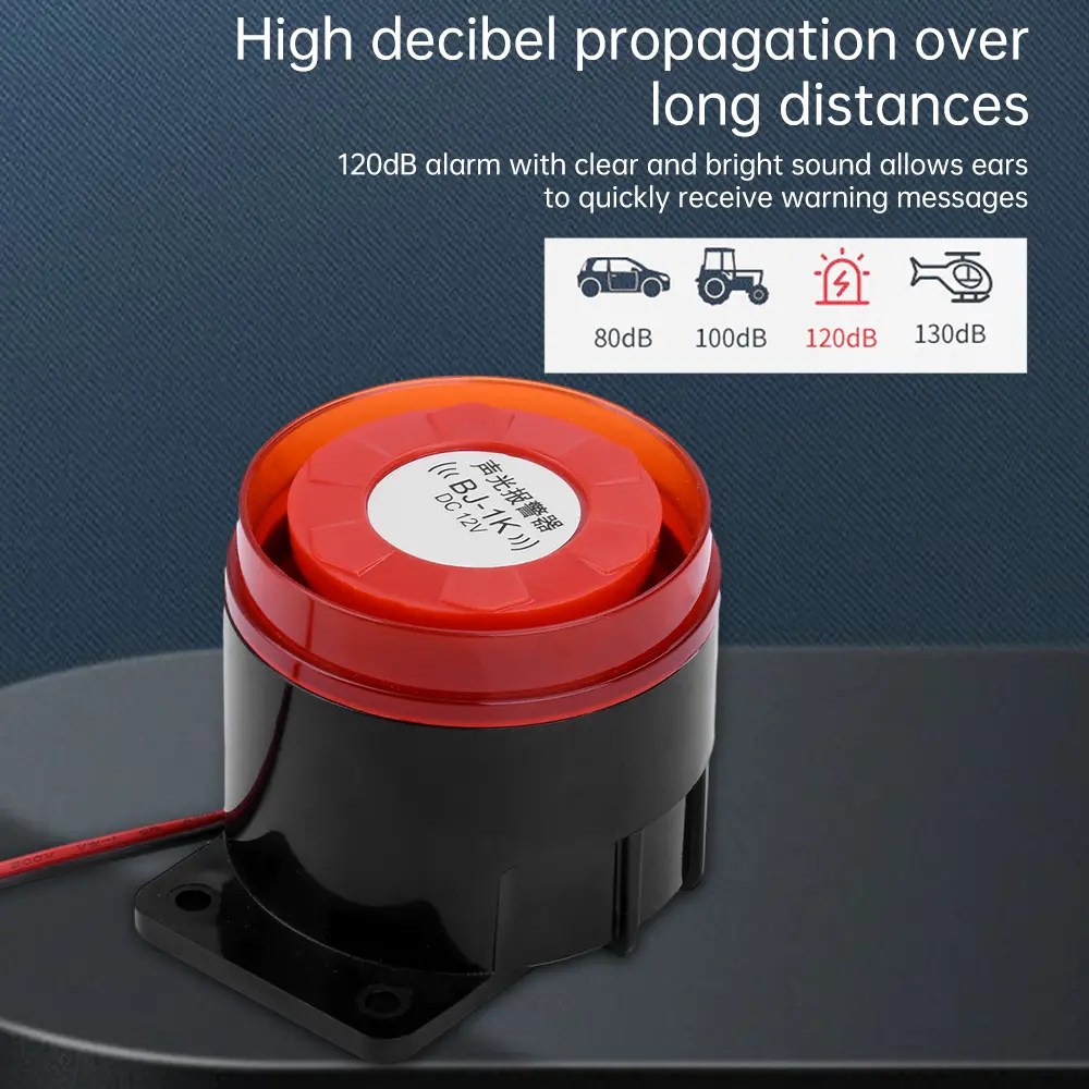 BJ-1K 12 24V 220V Buzzer High Decibel Sound and Light Alarm Anti-theft Dual Audio Electronic Horn Waterproof Dustproof