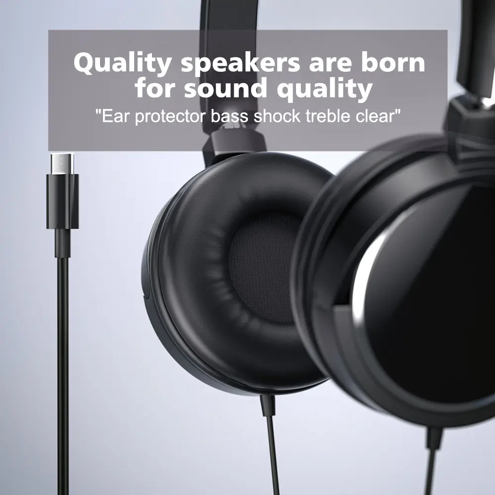 3.5mm/Type-C Wired Headphones Foldable Adjustable Headset Bass Stereo Earphones For  Pc Mp3 Mobile Headphones With Noise Cancel