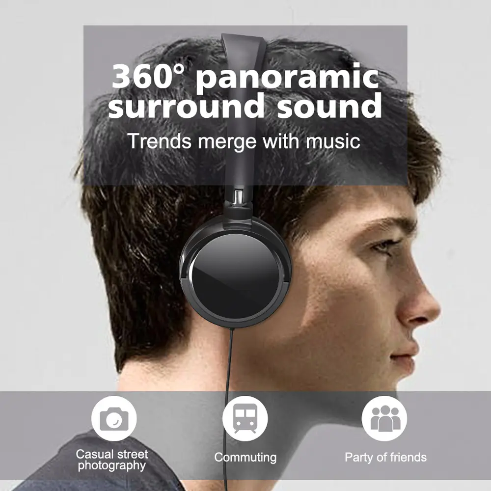 3.5mm/Type-C Wired Headphones Foldable Adjustable Headset Bass Stereo Earphones For  Pc Mp3 Mobile Headphones With Noise Cancel