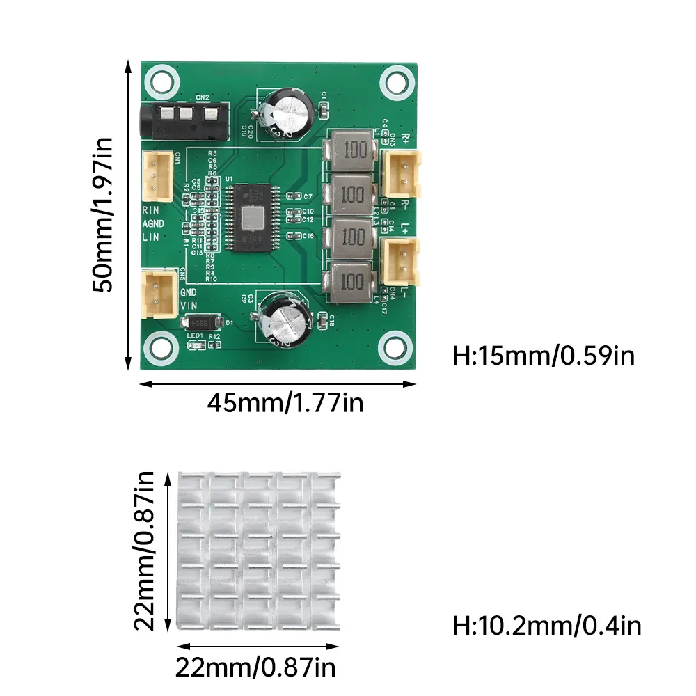 50W+50W 2.0 Channel Digital Stereo Class D Audio Power Amplifier Board TPA3116 50W*2 Amplifiers AMP Module DC 5V-26V