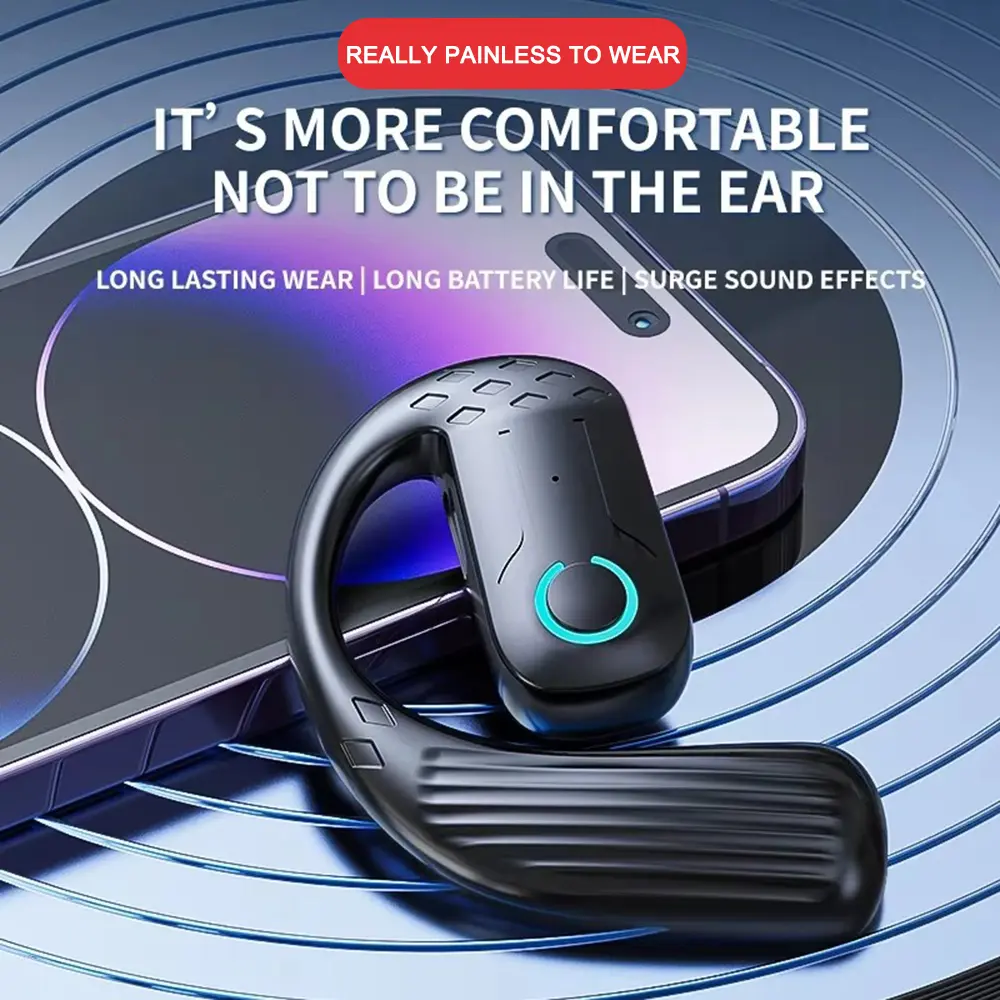 Wireless Bluetooth Earphones Open Ear Headset Air Conduction 180 Adjustable Earbuds Touch Hanging Ear Type Earphone Headphones