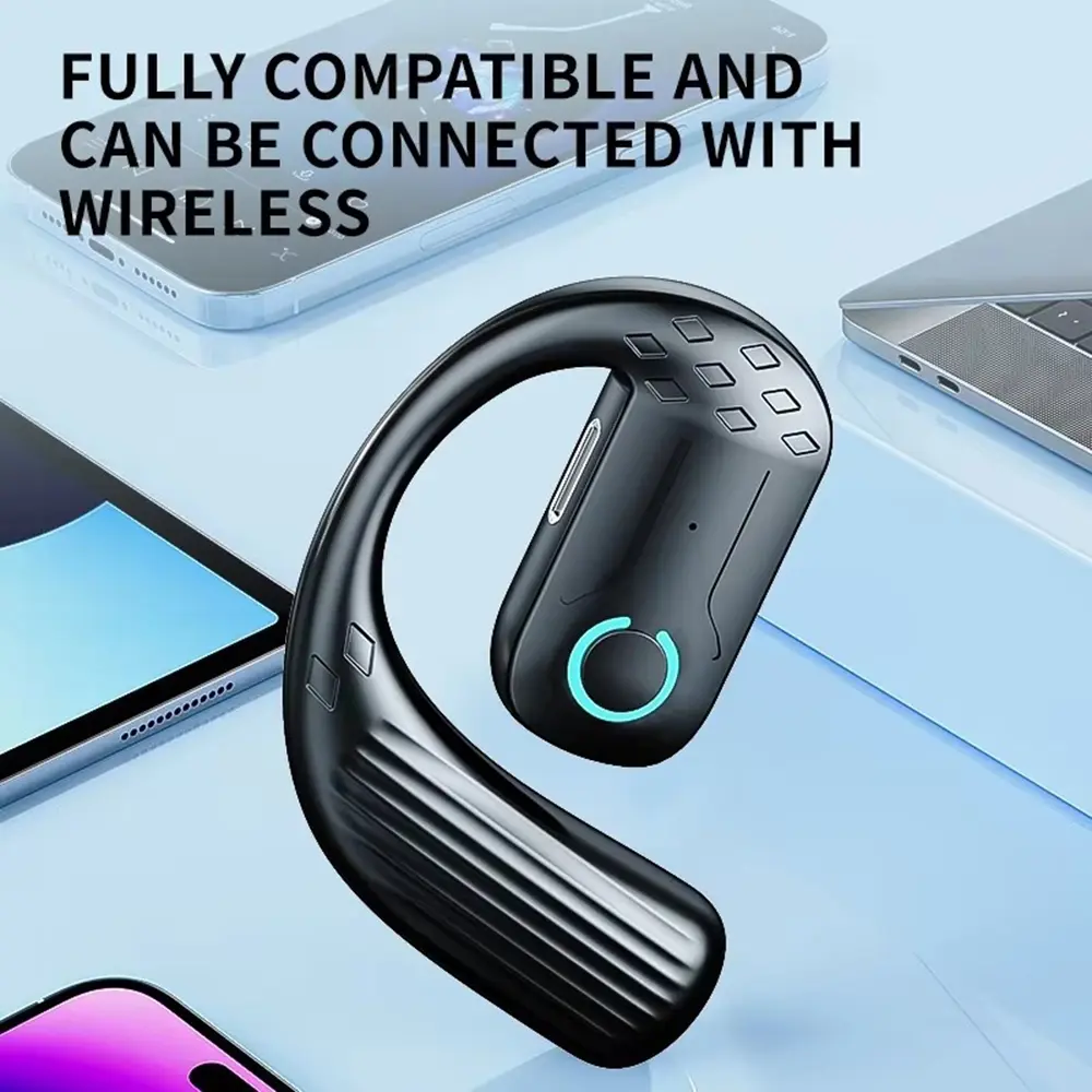 Wireless Bluetooth Earphones Open Ear Headset Air Conduction 180 Adjustable Earbuds Touch Hanging Ear Type Earphone Headphones