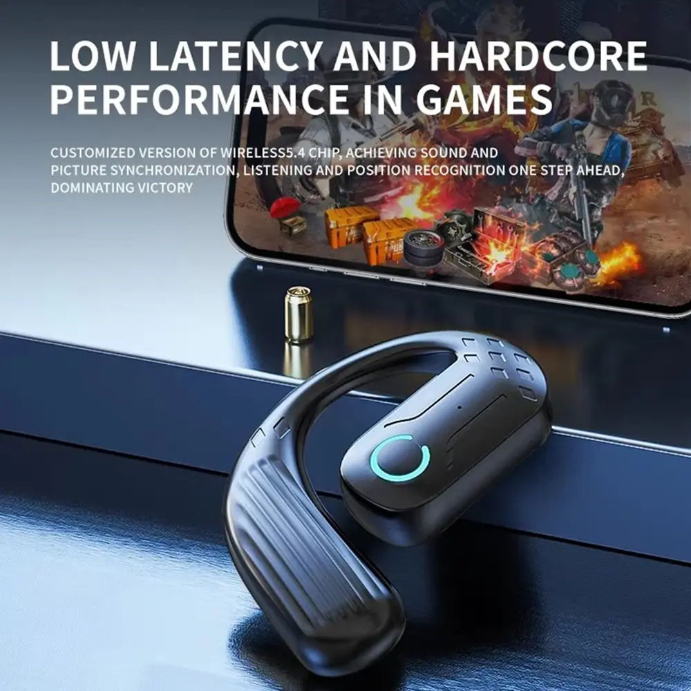 Wireless Bluetooth Earphones Open Ear Headset Air Conduction 180 Adjustable Earbuds Touch Hanging Ear Type Earphone Headphones