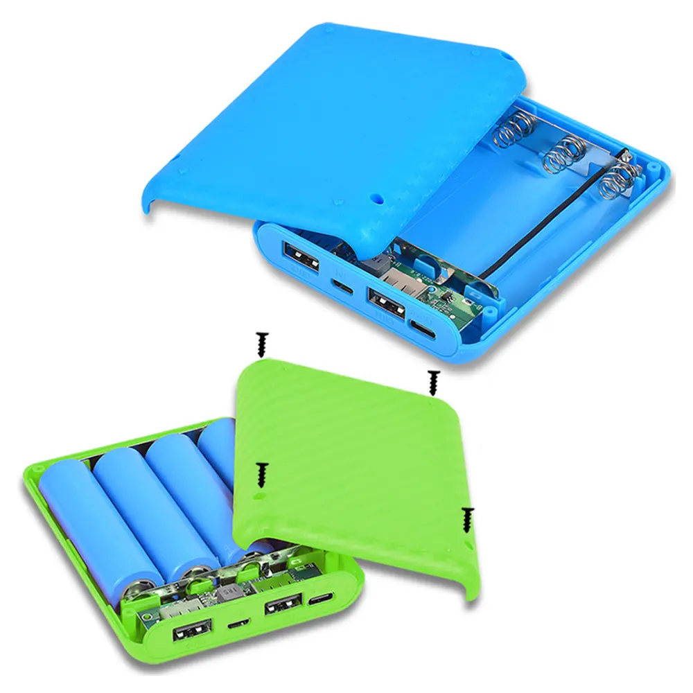 5V 4 Slots 18650 Battery Box Case DIY Power Bank Charger Shell Battery Storage Boxes Mobile Power Supply Housing Type-C Micro