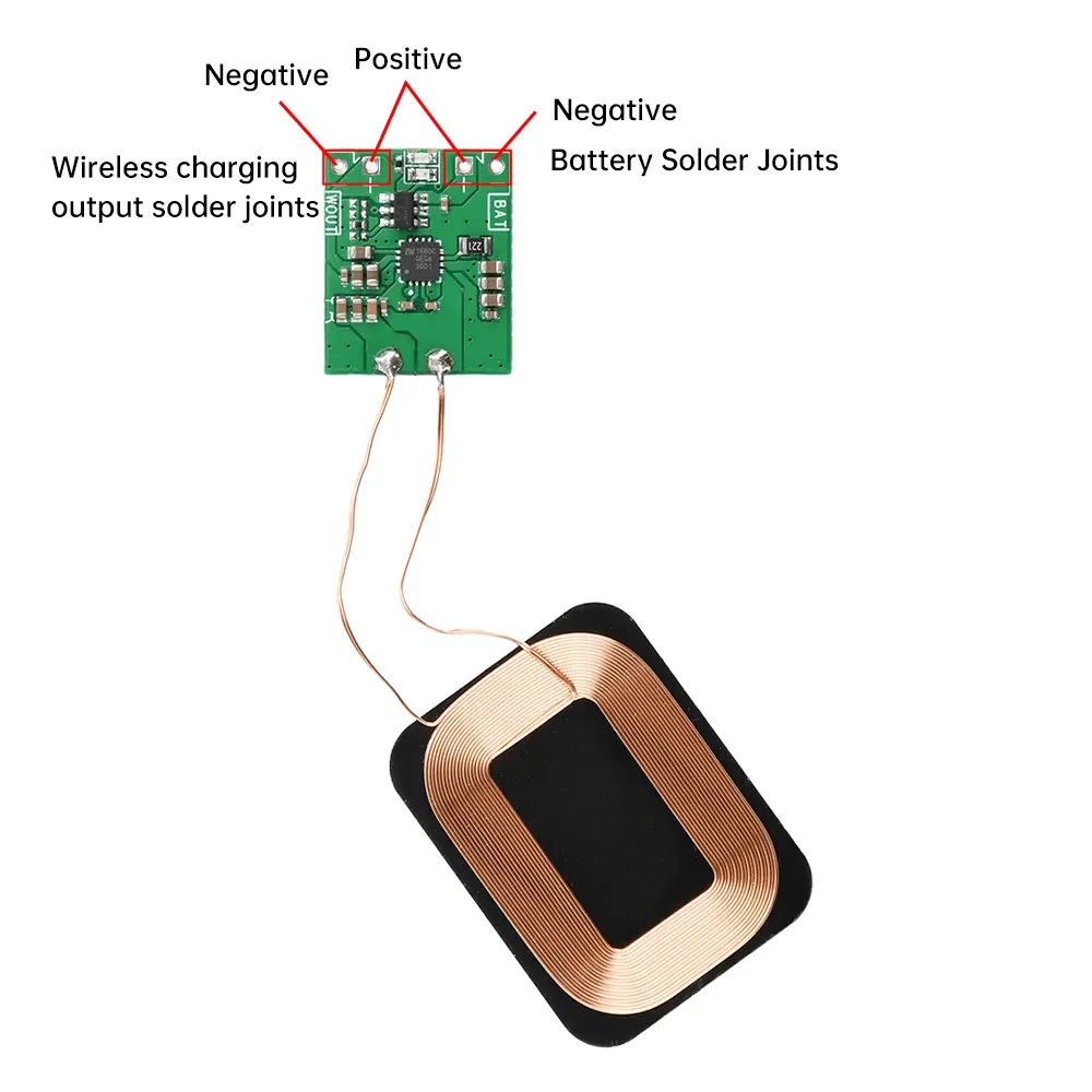 5W Wireless Charger Receiver Module PCBA Circuit Coil Board Lithium Battery Wireless Charging Modification Scheme Built-in 3.7V