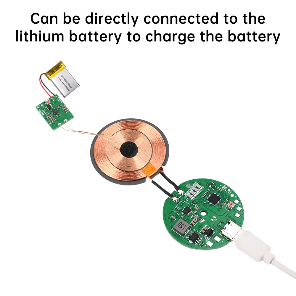 5W Wireless Charger Receiver Module PCBA Circuit Coil Board Lithium Battery Wireless Charging Modification Scheme Built-in 3.7V