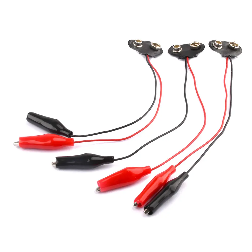 3PCS 9V Battery Power Connector Snap Clip Adapter T-type 9 V Dual Wire Holder Cable 9Volt 18cm Lead Socket Plug with Alligator