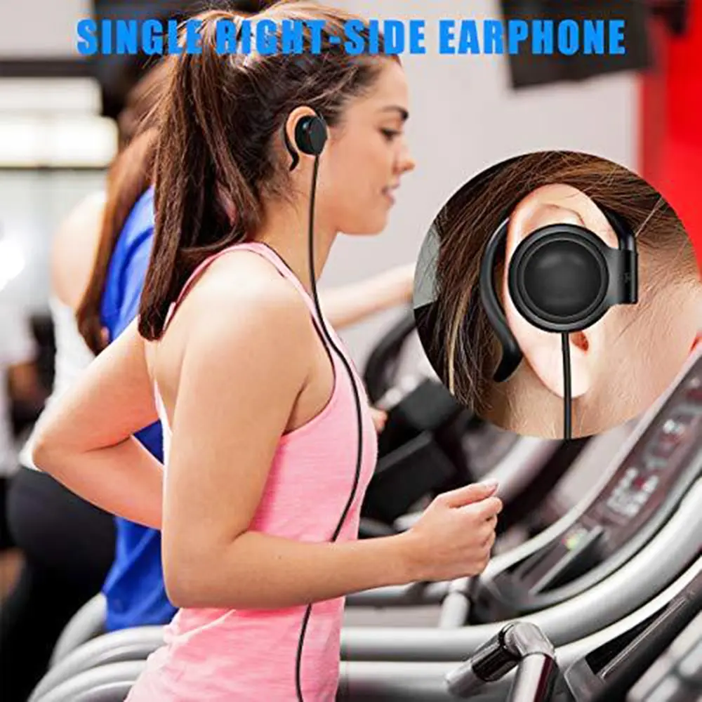 Universal 3.5mm Wired Headphones Unilateral Headset Hanging Ear Style Earphone Stereo Subwoofer Headphone Right/Left Ear