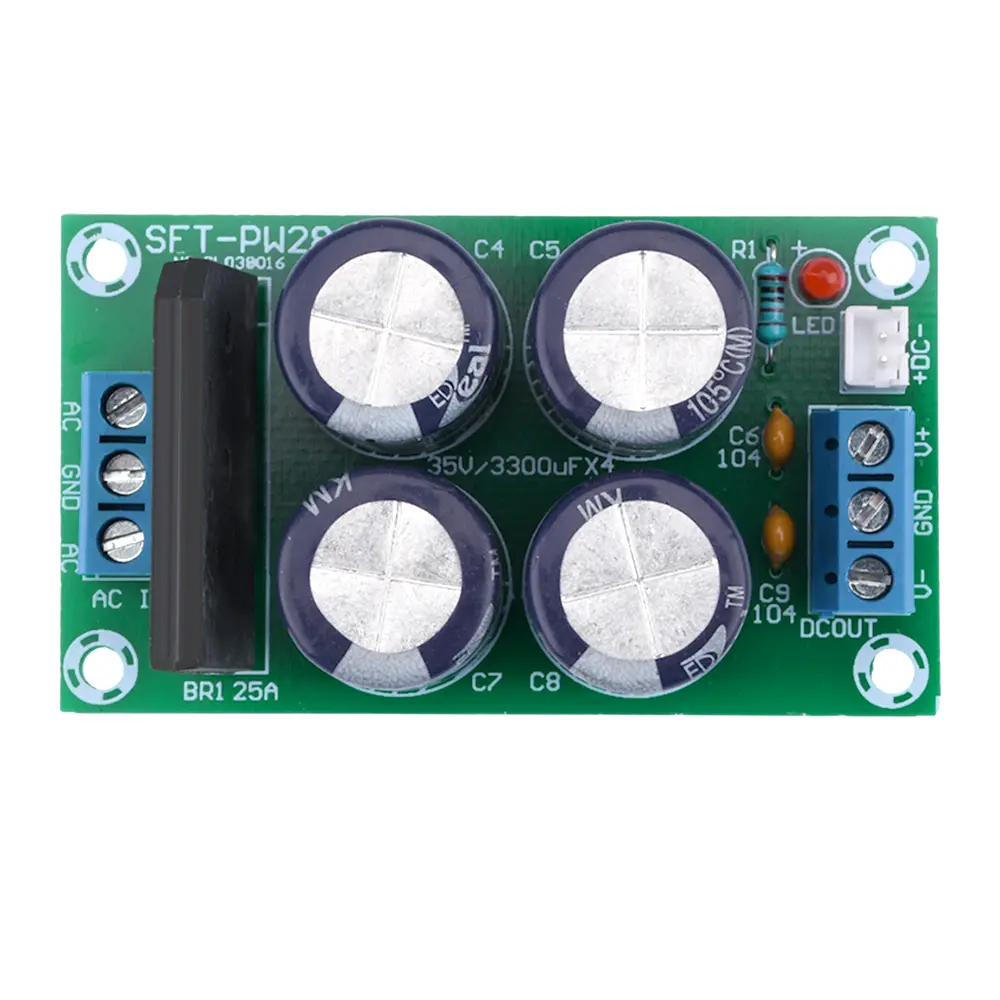 PW28 Dual Power Filter Power Amplifier Board Rectifier Module 25A Flat Bridge Unregulated  Power Supply Board Dual USB AC to DC