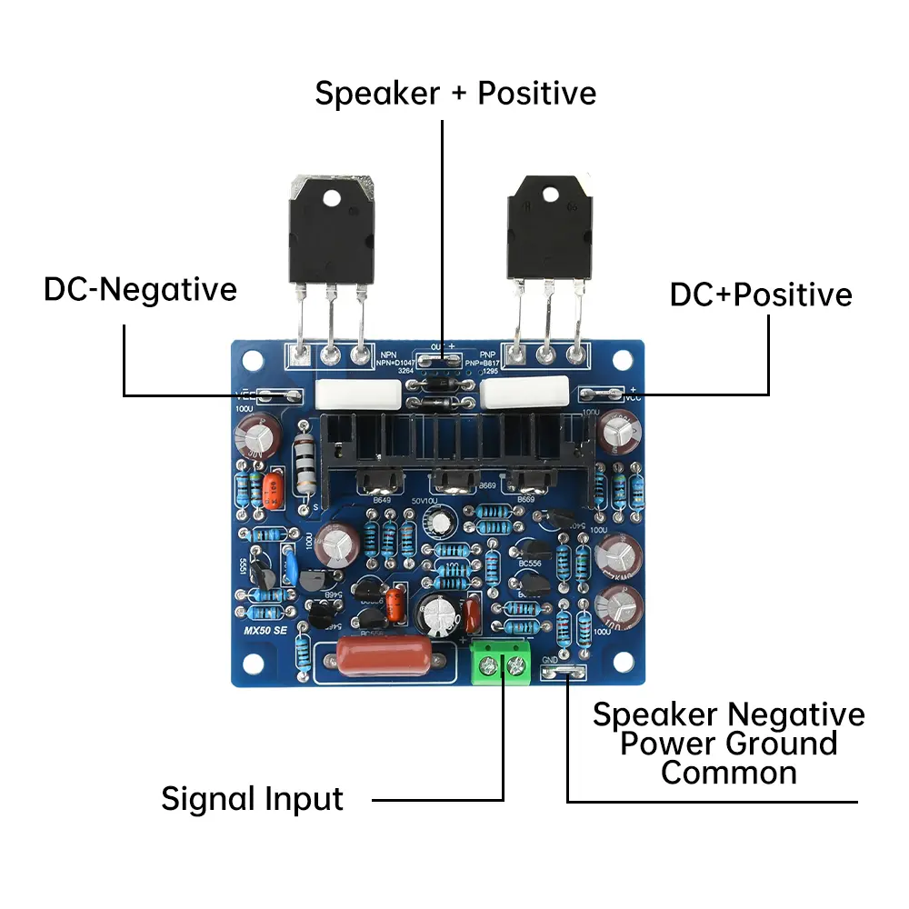 2PCS 100W*2 Digital Sound Amplifier Board Dual Channel HiFi Stereo Audio Power Amplifiers AMP Module MX50 SE KTB817 KTD1047
