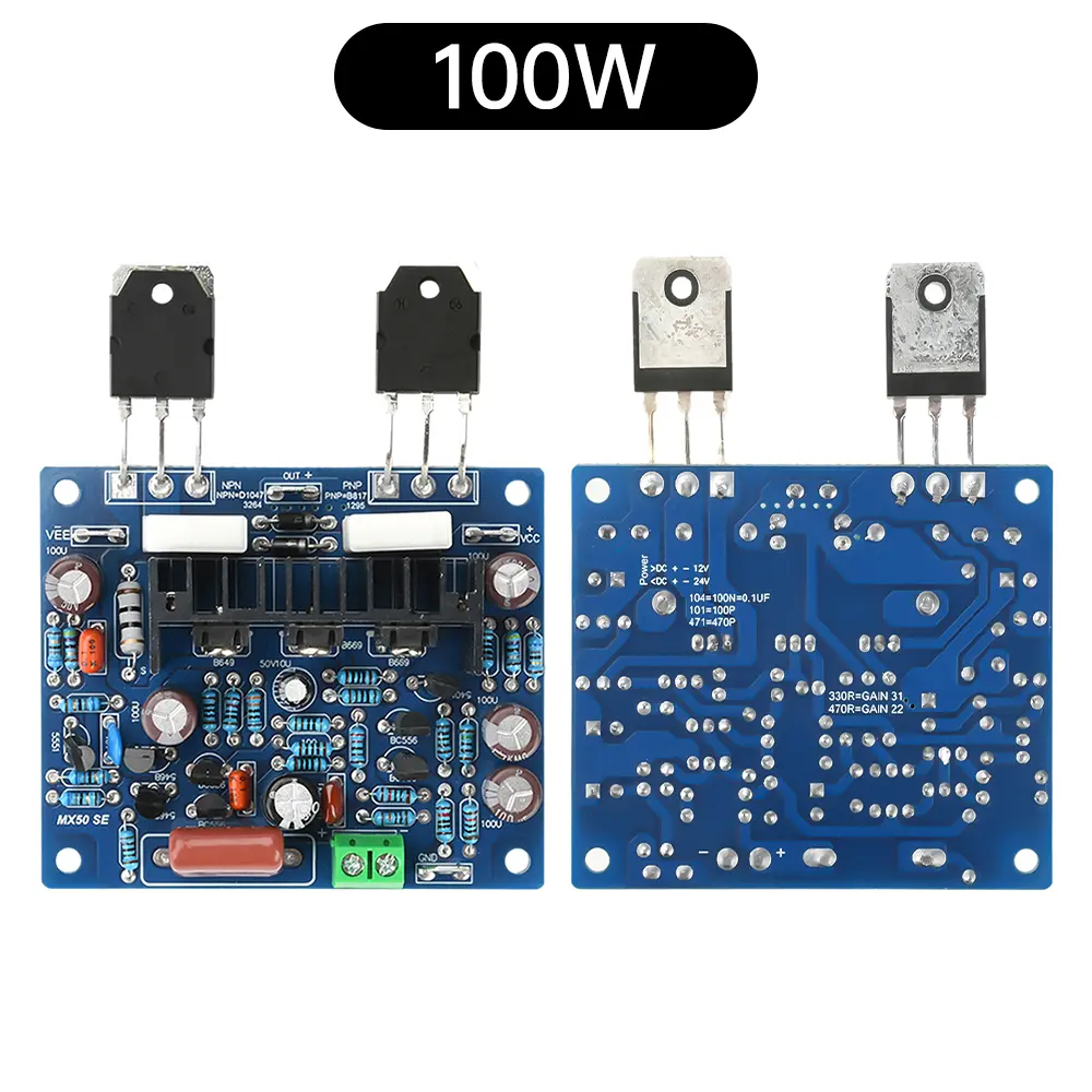 2PCS 100W*2 Digital Sound Amplifier Board Dual Channel HiFi Stereo Audio Power Amplifiers AMP Module MX50 SE KTB817 KTD1047
