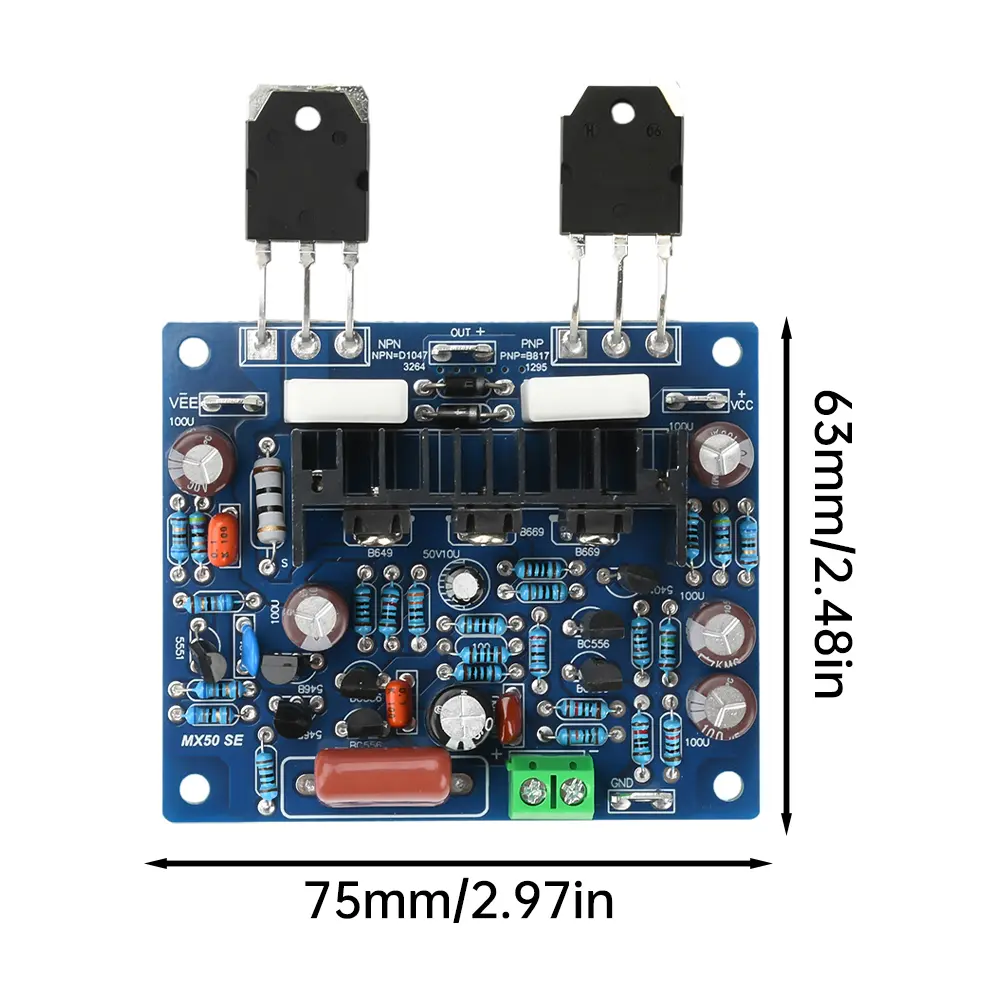 2PCS 100W*2 Digital Sound Amplifier Board Dual Channel HiFi Stereo Audio Power Amplifiers AMP Module MX50 SE KTB817 KTD1047