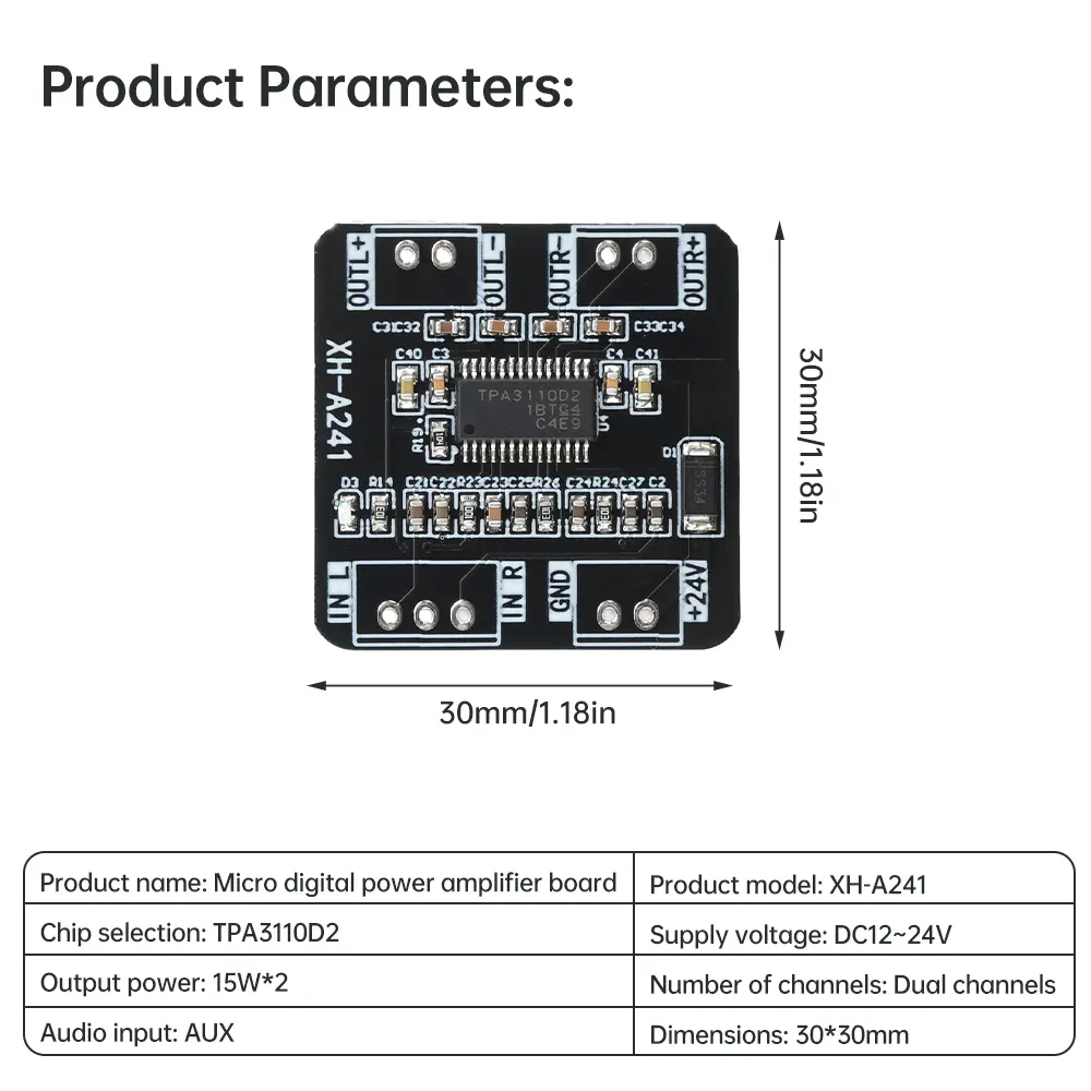 15W+15W Dual Channel Digital Audio Amplifier Board TPA3110D2 Class D Stereo Sound Power Amplifiers Amp Module Home Theater