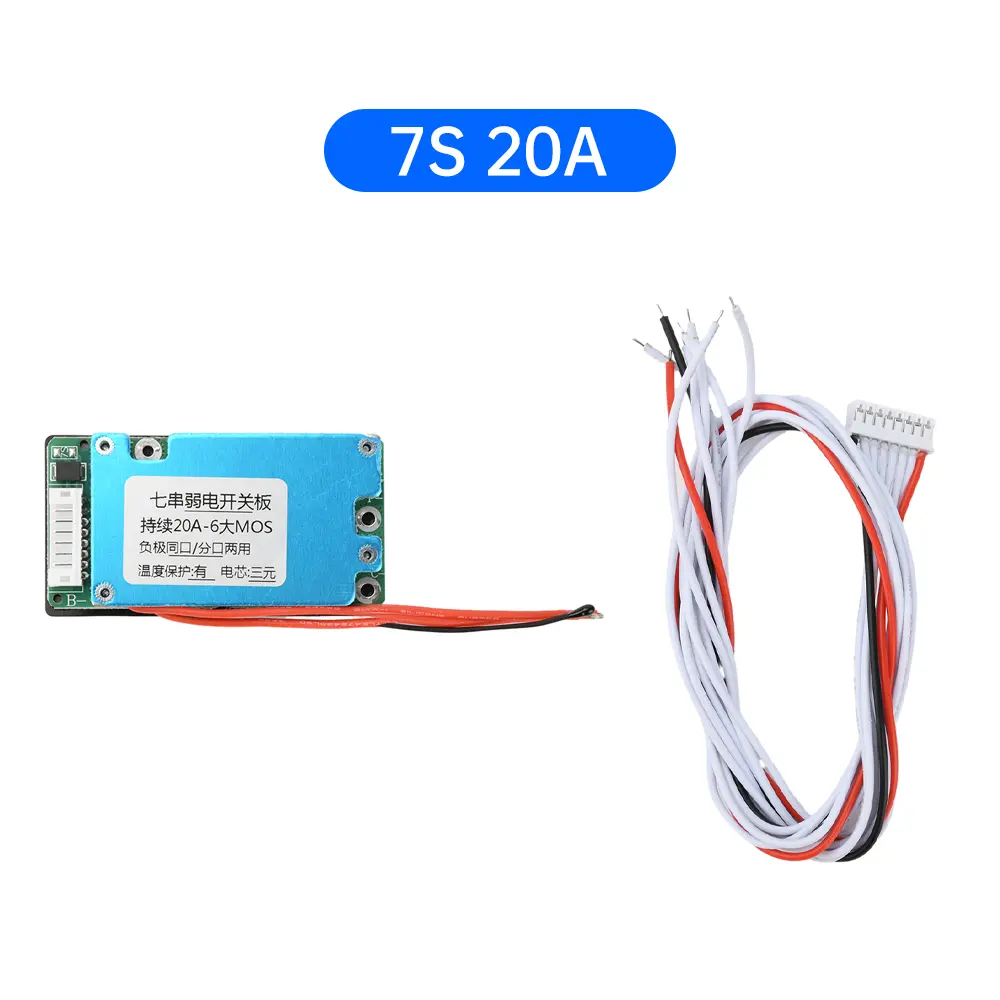 BMS 7S 29.4V 20A Li-ion Ternary Lithium 18650 Battery Charge Protection Board Balance Same Port Split Port Temperature Protect