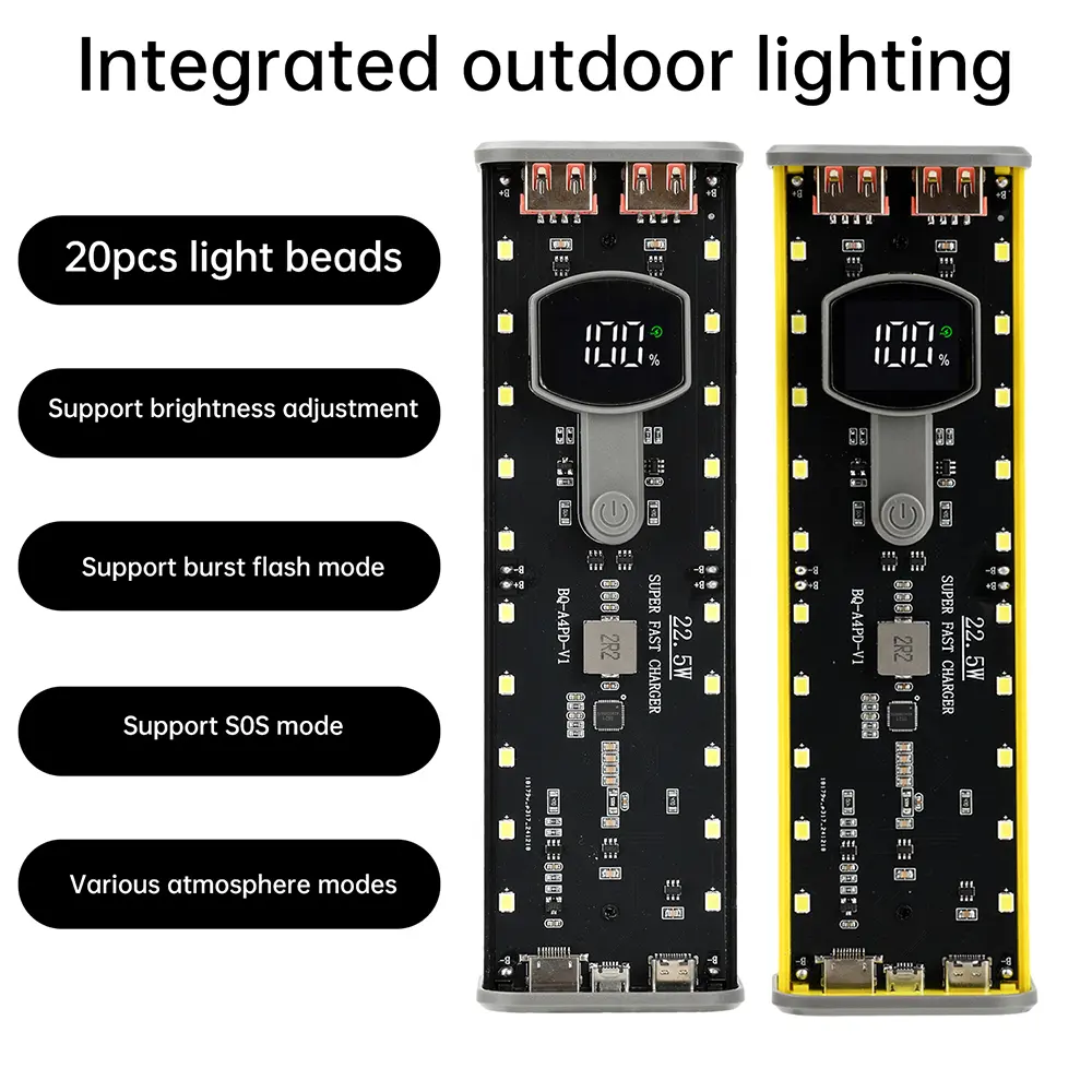 22.5W DIY Battery Charger Case 4*21700 DIY Power Bank Case PD22.5W Fast Charging Battery Housing Holder Transparent Welding Free
