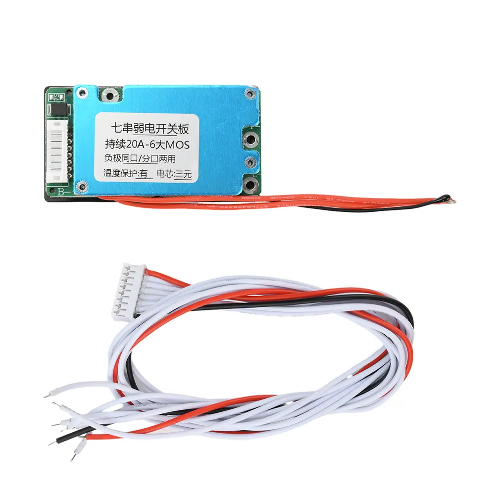 BMS 7S 29.4V 20A Li-ion Ternary Lithium 18650 Battery Charge Protection Board Balance Same Port Split Port Temperature Protect
