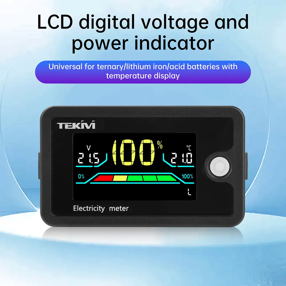 6840C DC8-100V LCD Digital Battery Capacity Indicator Voltmeter LiFePO4 Lead-acid Lithium Battery Tester Meter Temperature Alarm