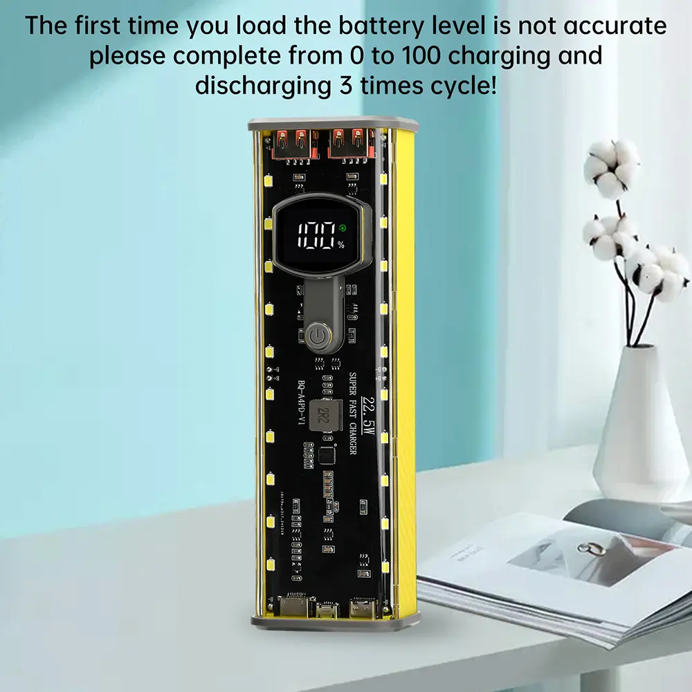 22.5W DIY Battery Charger Case 4*21700 DIY Power Bank Case PD22.5W Fast Charging Battery Housing Holder Transparent Welding Free