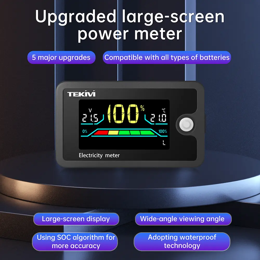 6840C DC8-100V LCD Digital Battery Capacity Indicator Voltmeter LiFePO4 Lead-acid Lithium Battery Tester Meter Temperature Alarm