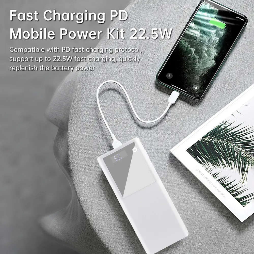 6*26650 DIY Battery Case PD 22.5W Quick Charger Mobile Power Bank Cases No Welding Batteries Holder Housing Cell Storage Box
