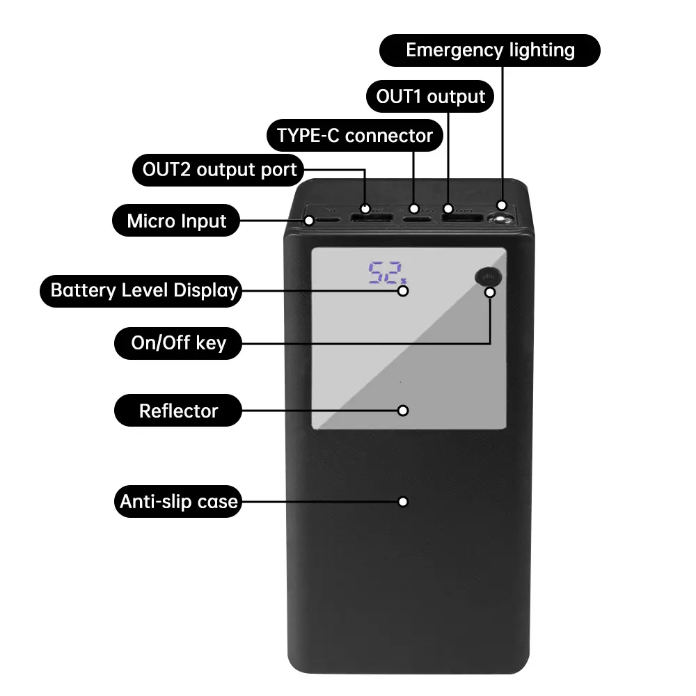 6*26650 DIY Battery Case PD 22.5W Quick Charger Mobile Power Bank Cases No Welding Batteries Holder Housing Cell Storage Box