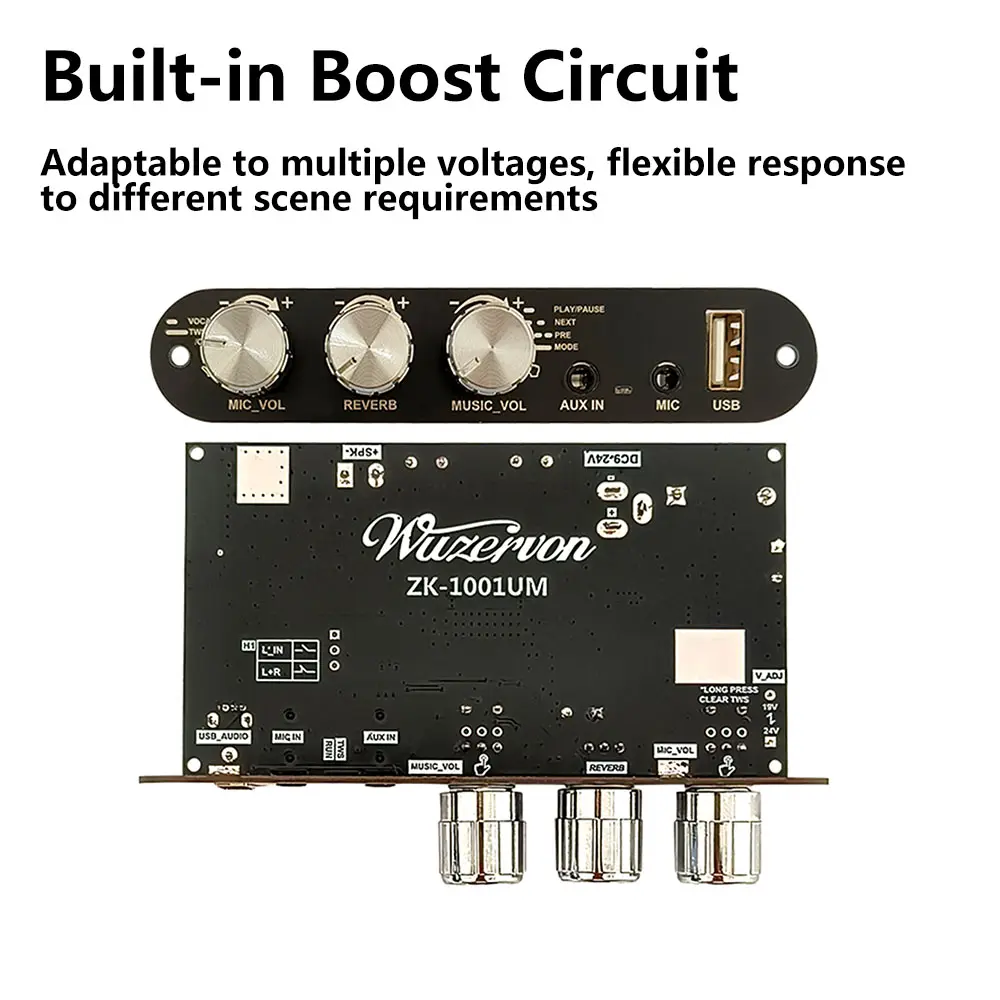 ZK-1001UM DC 9-24V Mono 100W Bluetooth Amplifier Board BP1048+TPA3116D2 Support TWS Digital Sound Power Amplifiers AMP Module