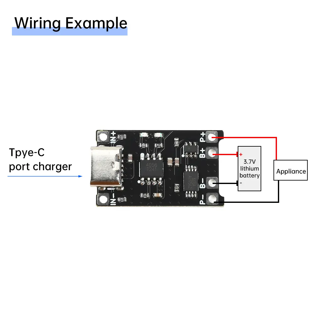 TP4056 Lithium Battery Charger Module 1A 18650 Li-ion Battery Charging Board With Protection Type-c DC 4-8V