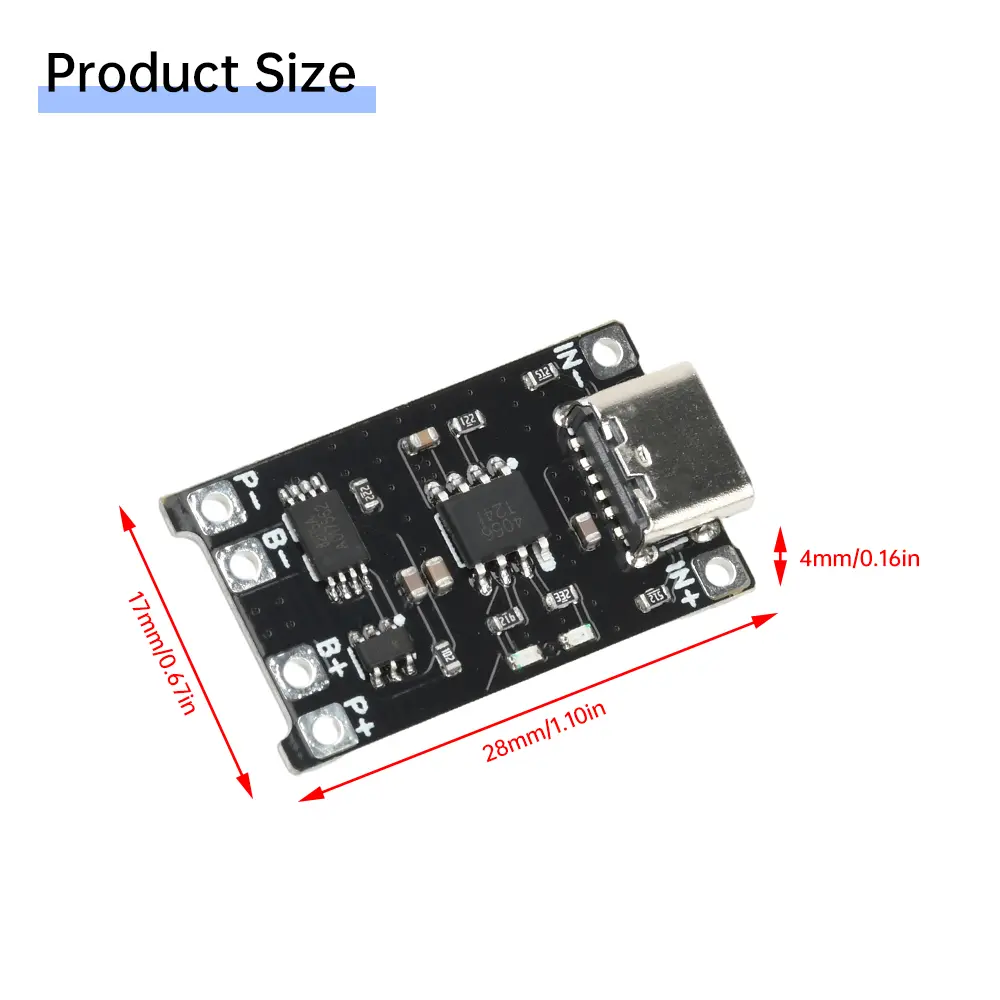TP4056 Lithium Battery Charger Module 1A 18650 Li-ion Battery Charging Board With Protection Type-c DC 4-8V