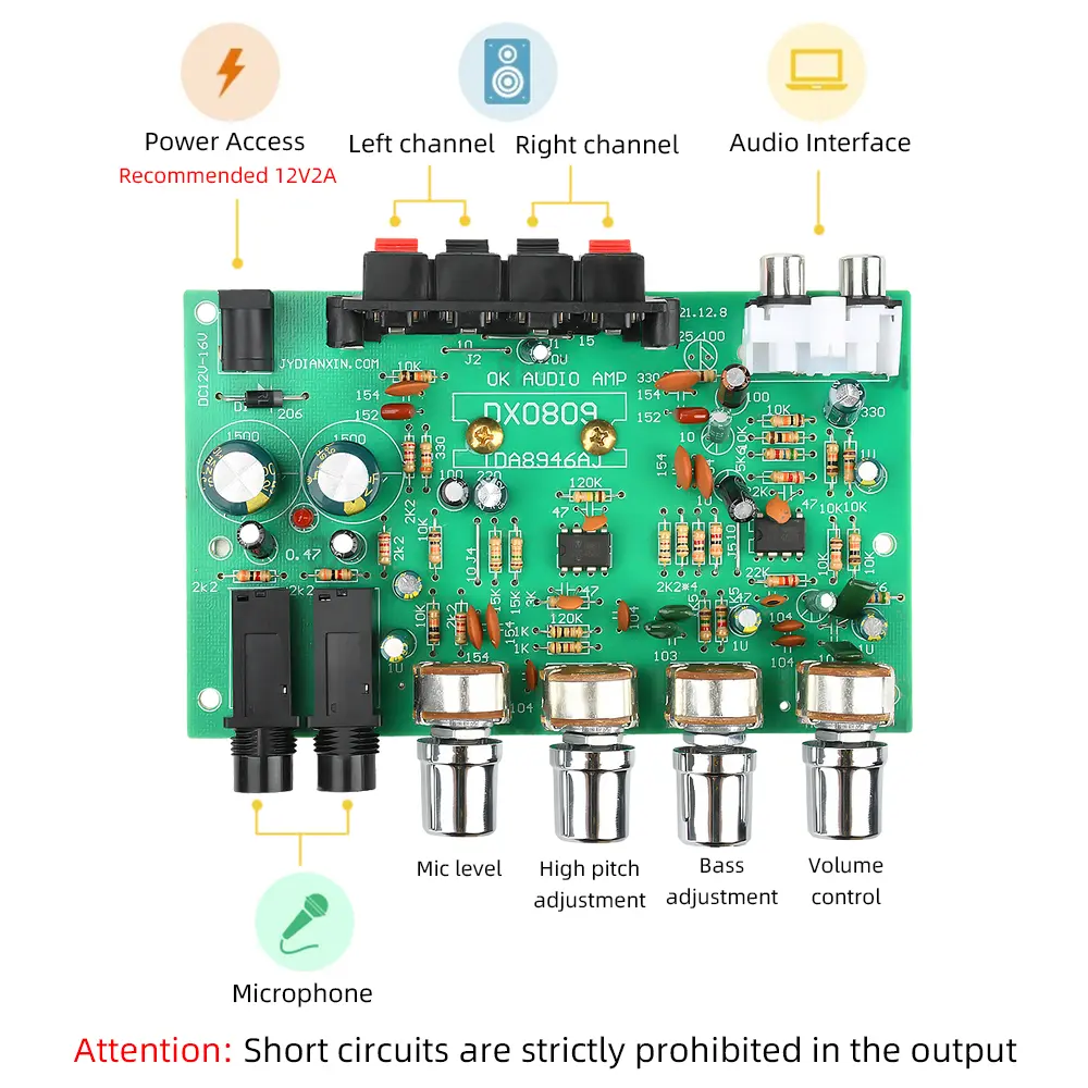 40W+40W Digital Sound Amplifier Board TDA8944/TDA8946 40W*2 2.0 Channel Audio Amplifiers AMP Module Home Theater Amplifier