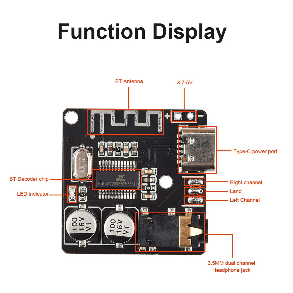 VHM-314 MP3 BT Audio Receiving and Decoding Board 5.0 Lossless Car Audio Decoder Amplifier Module Car Speaker Module Replacement