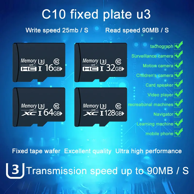 Memory Card TF/SD Card 8GB 16GB 32GB 64GB 128GB U3 High Speed Flash Memory TF Flash Cards For Mobile Phone Wrist Watch MP3