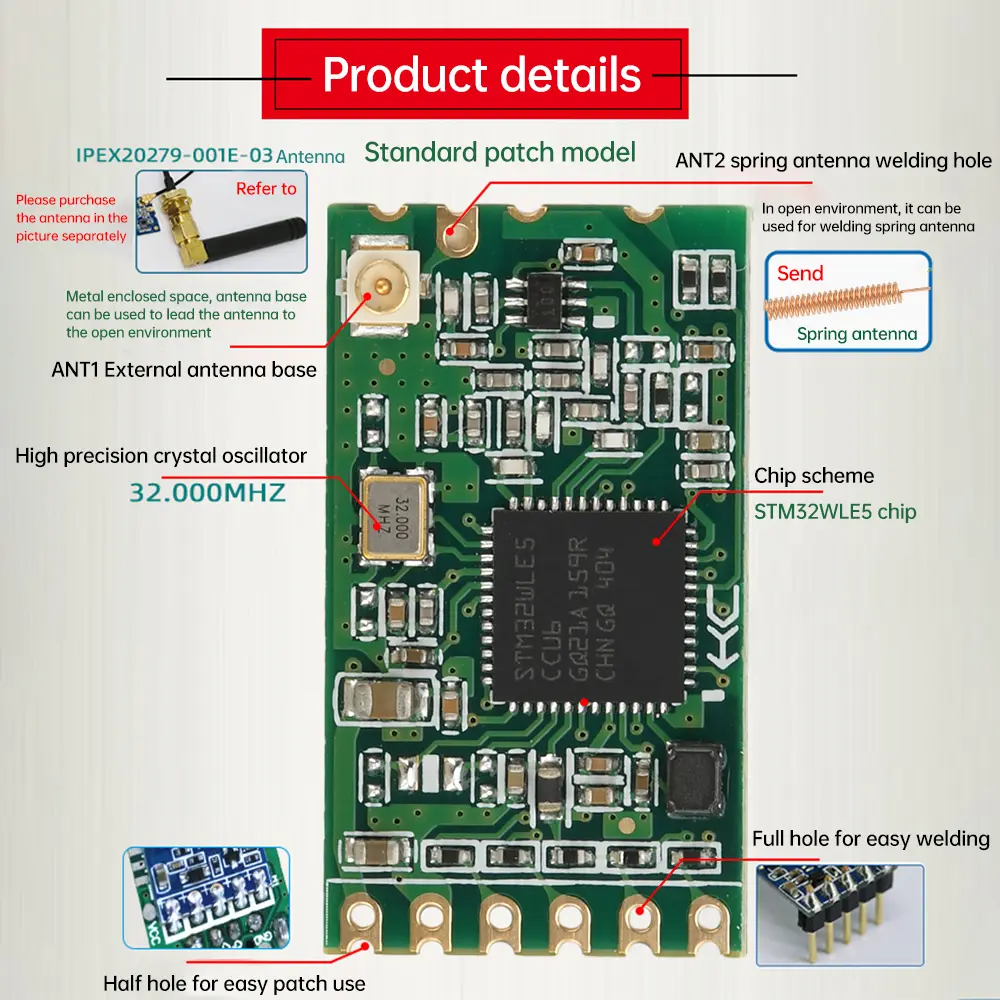 HC-15 LORA Wireless Serial Communication Data Transmission Module 433MHZ/UART/TTL Level STM32WLE5 DC 3.0-3.6V