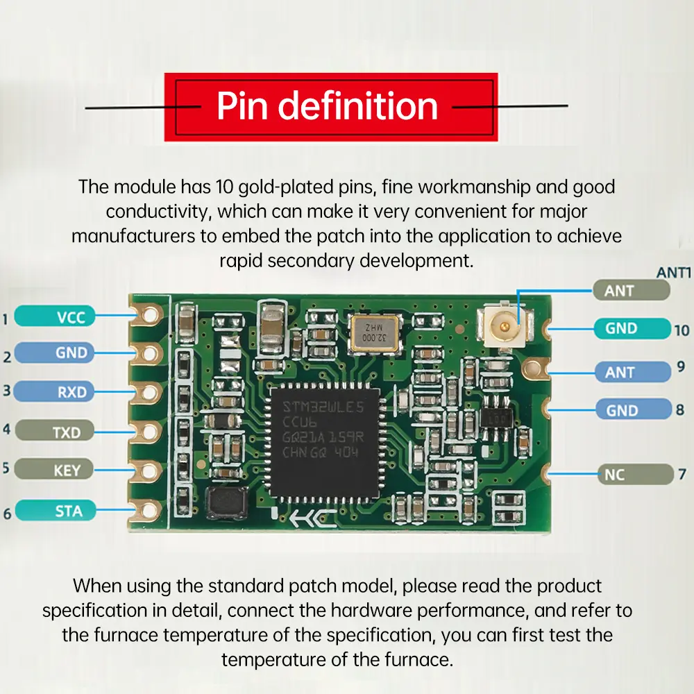 HC-15 LORA Wireless Serial Communication Data Transmission Module 433MHZ/UART/TTL Level STM32WLE5 DC 3.0-3.6V